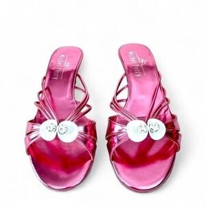 Michel Perry Laminato Rosa EU 38/US 8 Sandals Designer Made in Italy Pink NIB